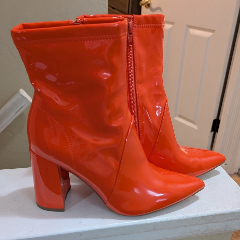 Orange Ankle GoGo Boots